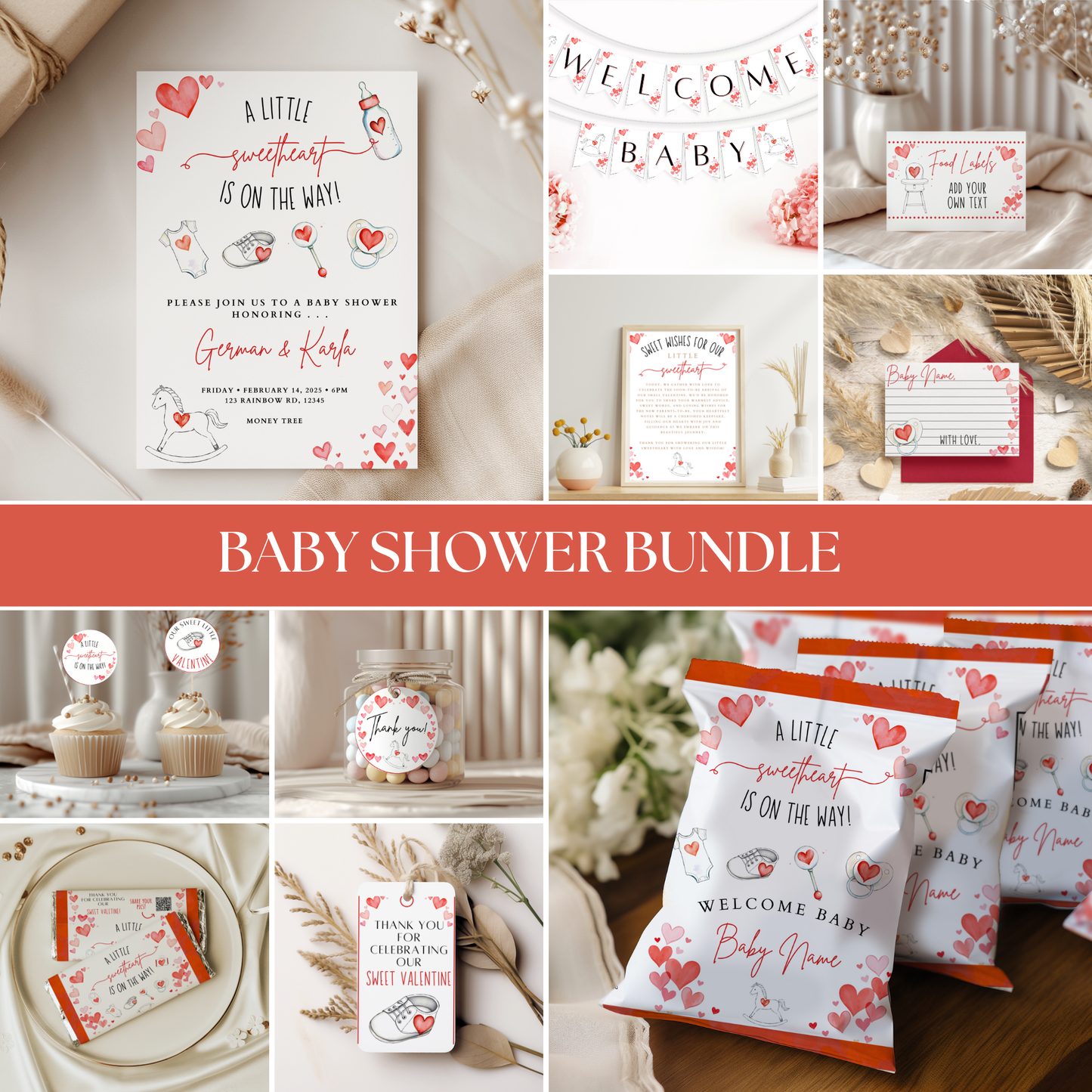A Little Sweetheart Is On The Way Baby Shower Bundle