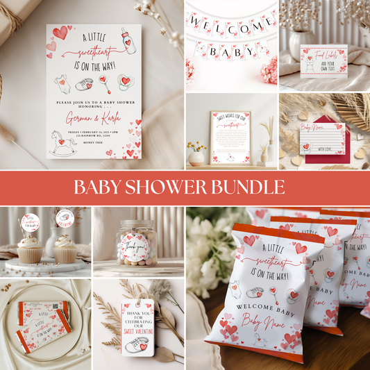 A Little Sweetheart Is On The Way Baby Shower Bundle