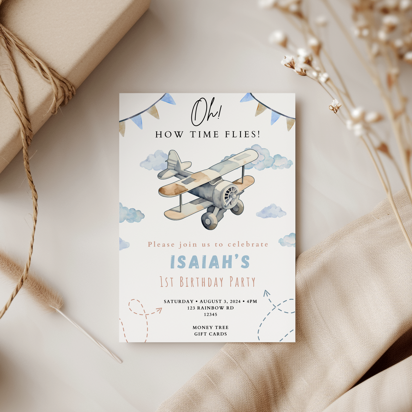 Oh! How Time Flies Birthday Invitation