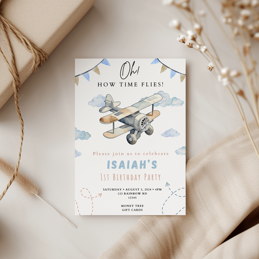 Oh! How Time Flies Birthday Invitation