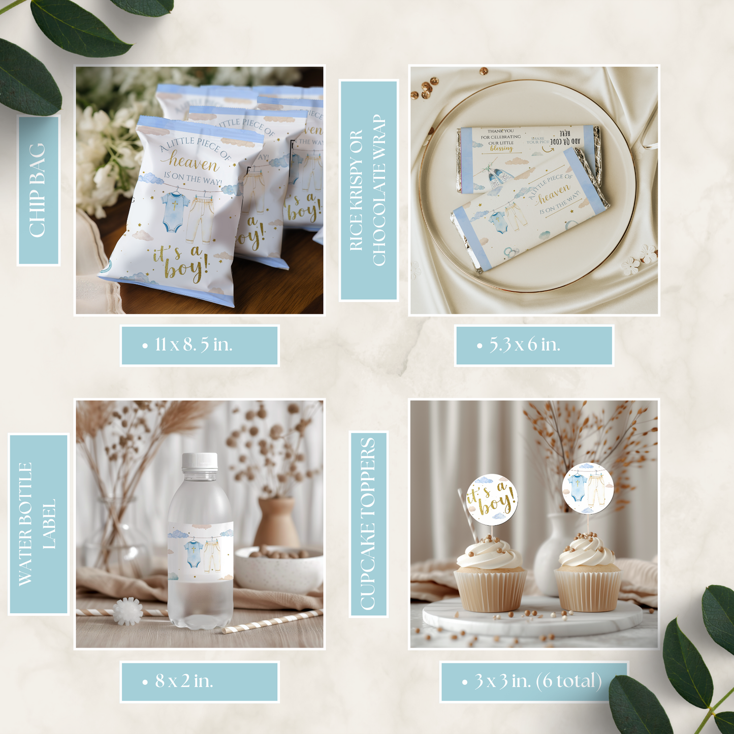 A Little Piece Of Heaven Boy Baby Shower Bundle