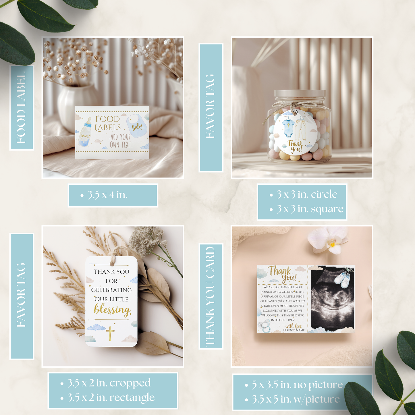 A Little Piece Of Heaven Boy Baby Shower Bundle