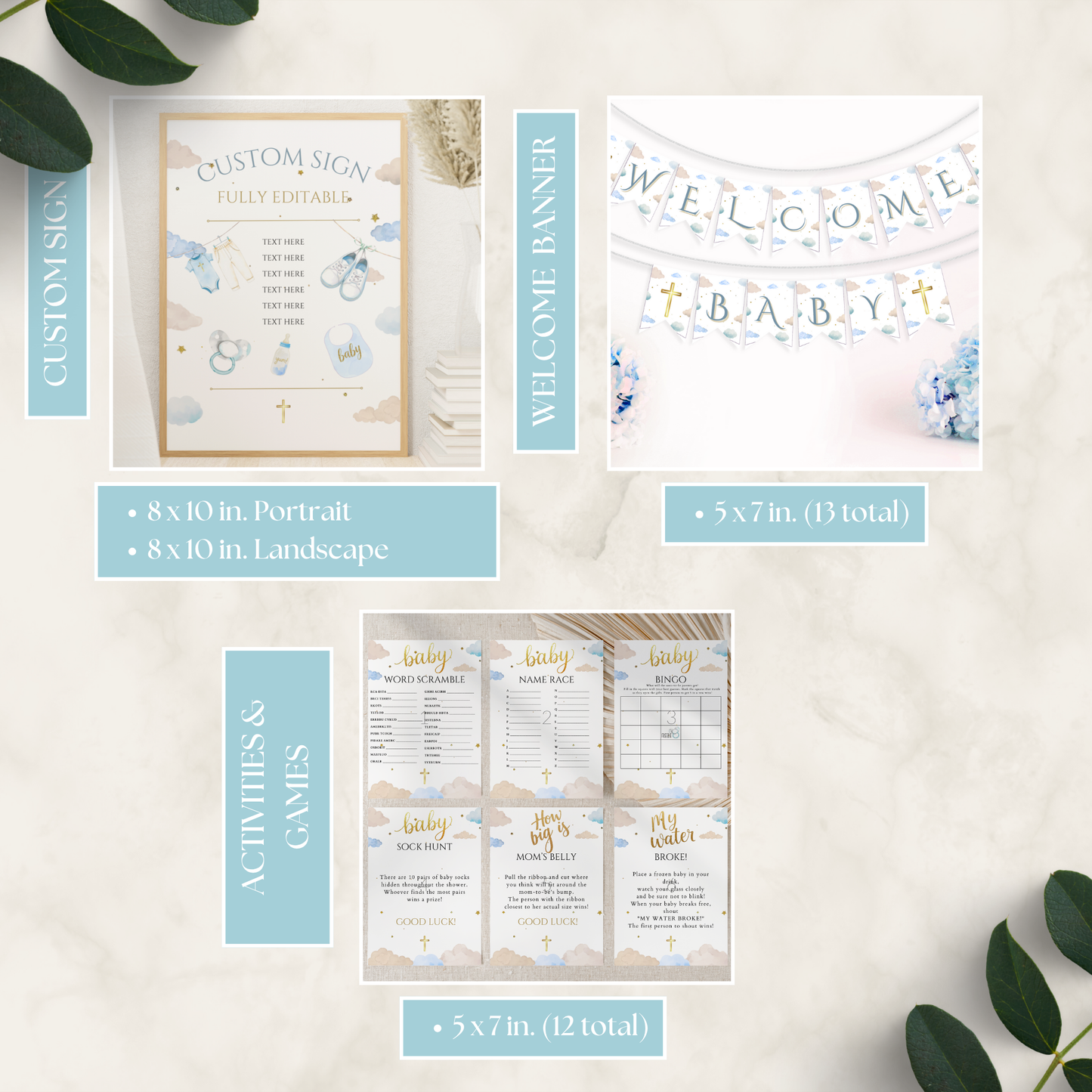 A Little Piece Of Heaven Boy Baby Shower Bundle