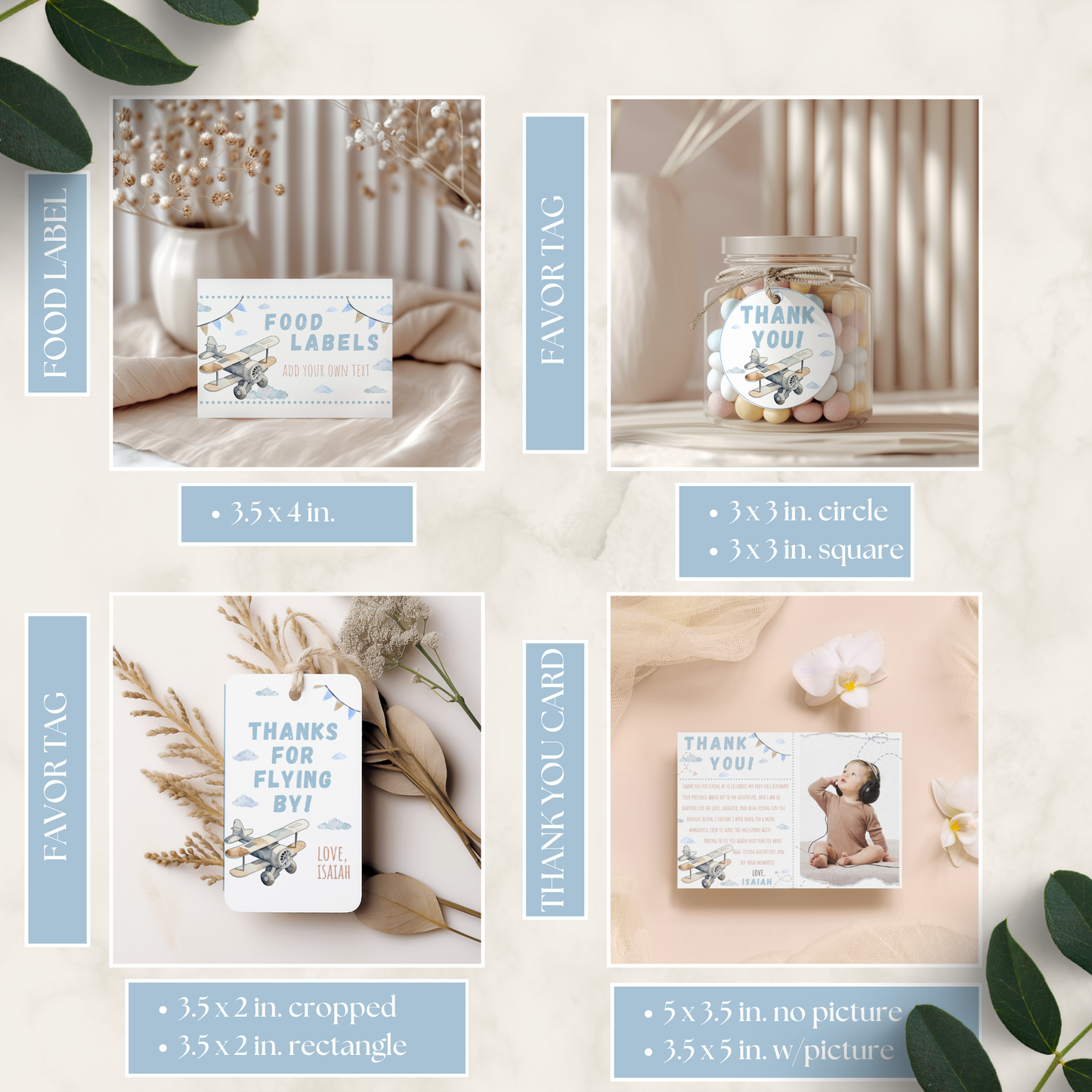 Collage of various thank you cards with different sizes and designs on a neutral background.