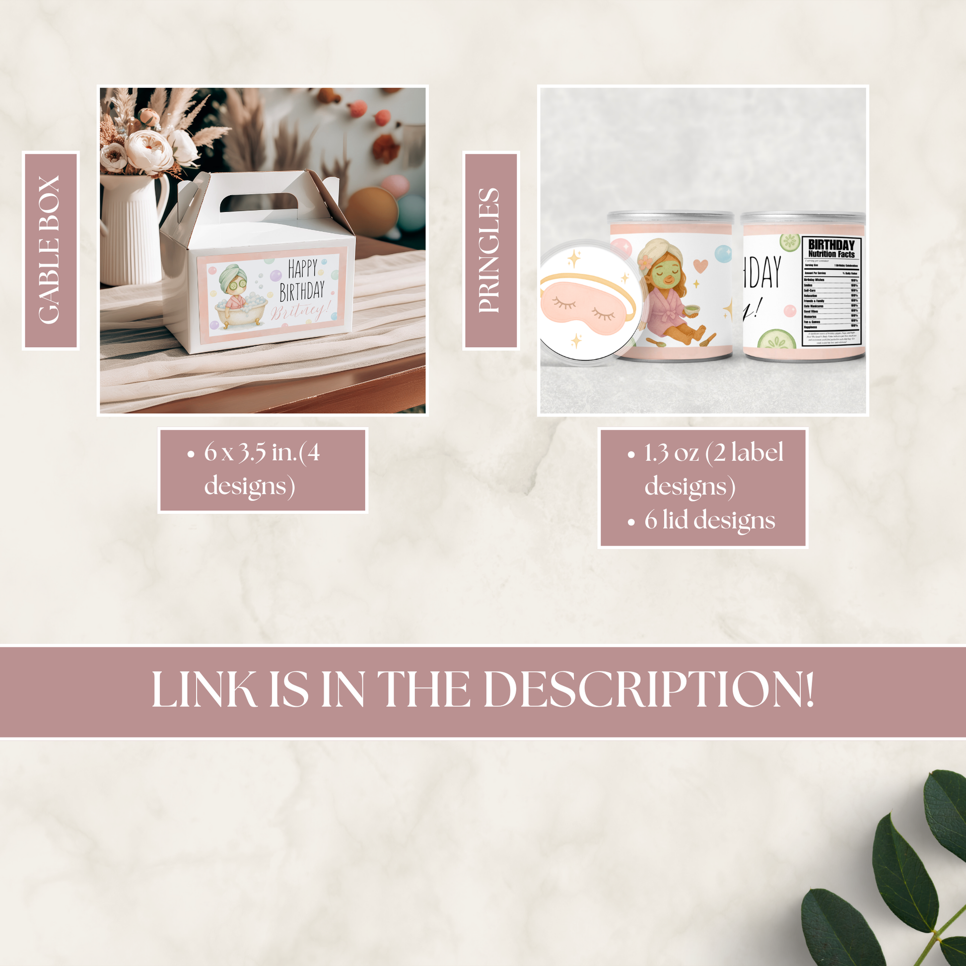 Product packaging with labels and a box on a light background