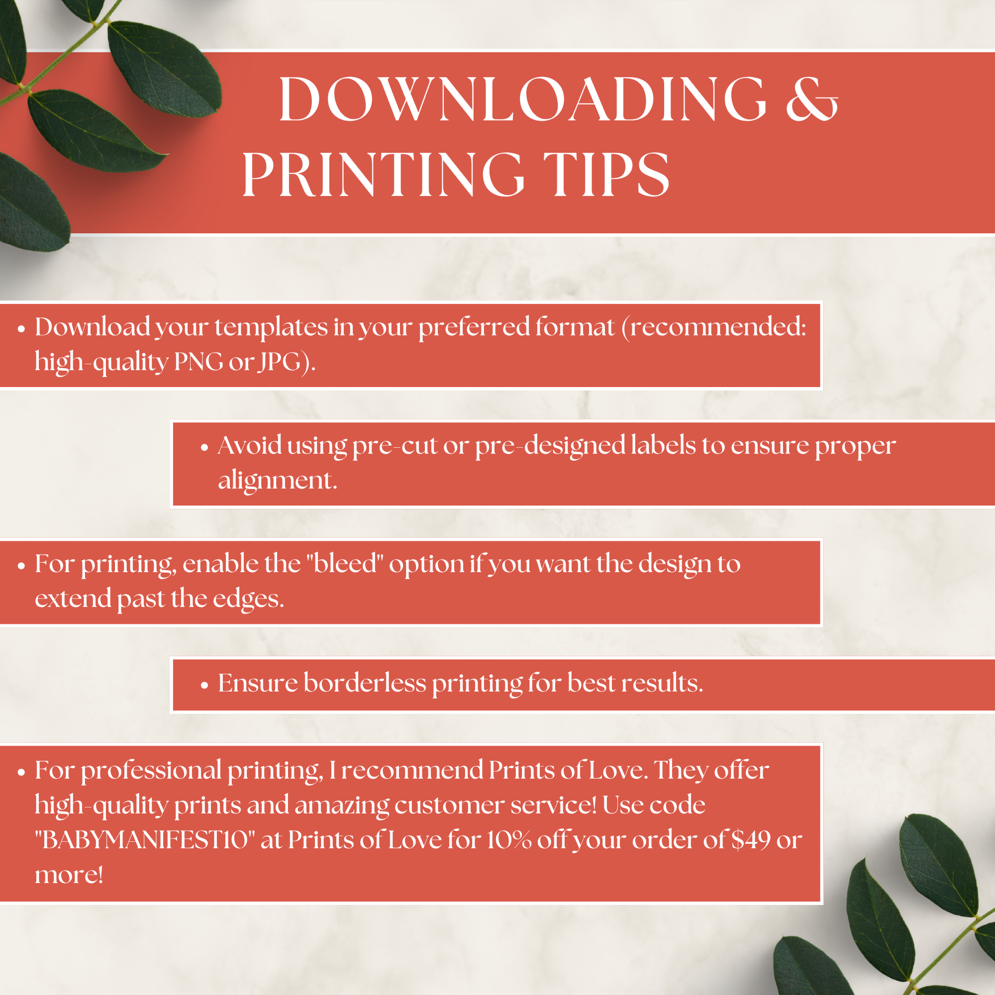 Instructions for downloading and printing with a decorative background