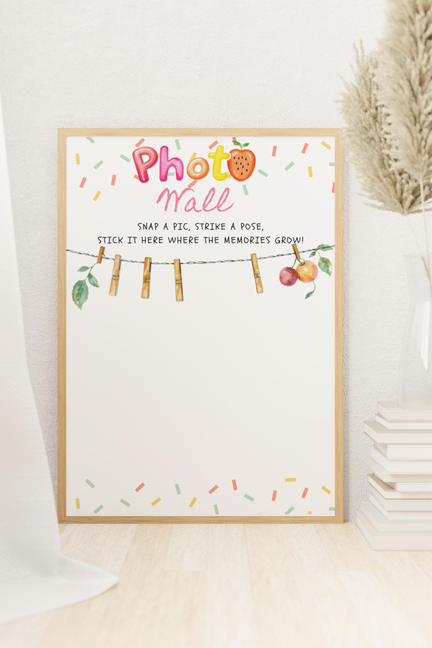 Decorative print with text and illustrations on a white surface